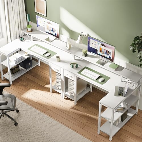 47 inch Reversible L Shaped Desk with LED Lights & Power Outlets Z696579