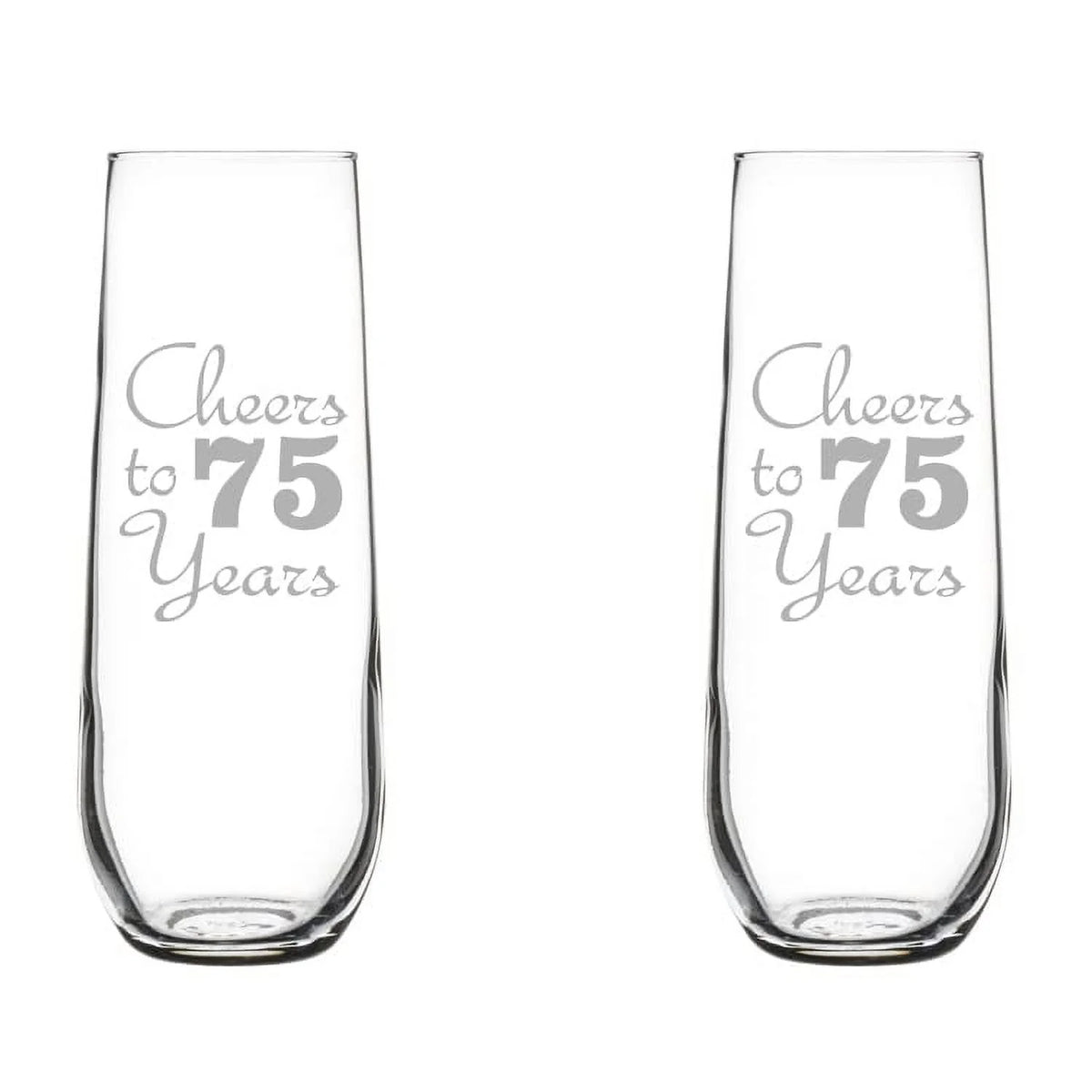 Set of 2 Stemless Glass Champagne Flutes 8.5 oz J3409