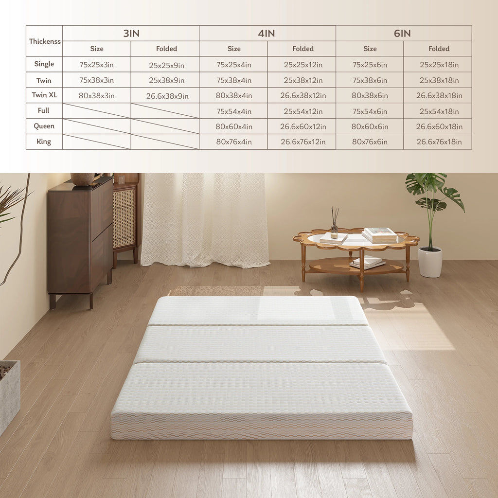 3 inch Twin Size Tri-Folding Memory Foam Mattress S154