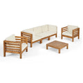 Acacia Wood 5 Seater Sofa and Club Chair Set with Cushions R688