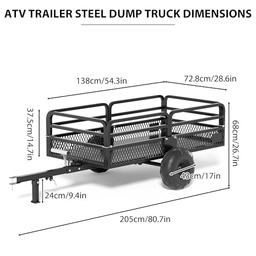Heavy Duty Steel Dump Cart Utility Trailer with Removable Sides E2536