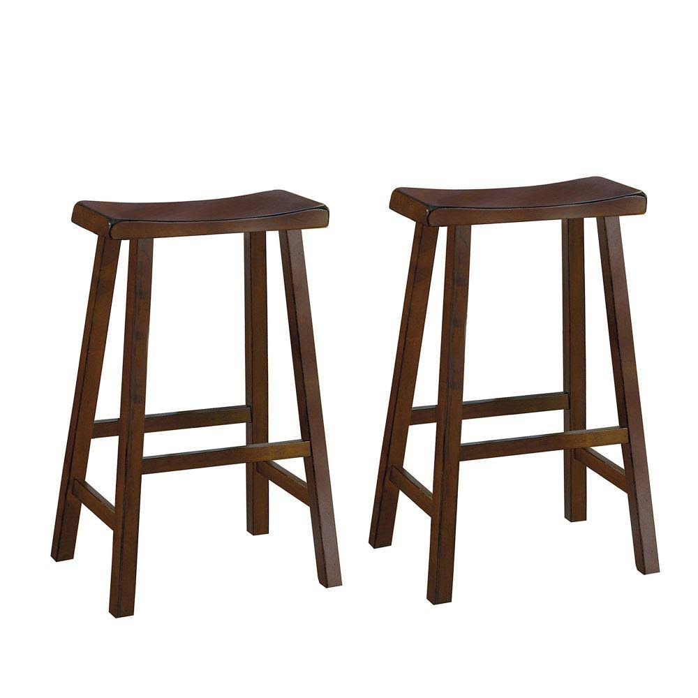Wooden Counter Height Stool in Dark Brown, Set of 2 E29623
