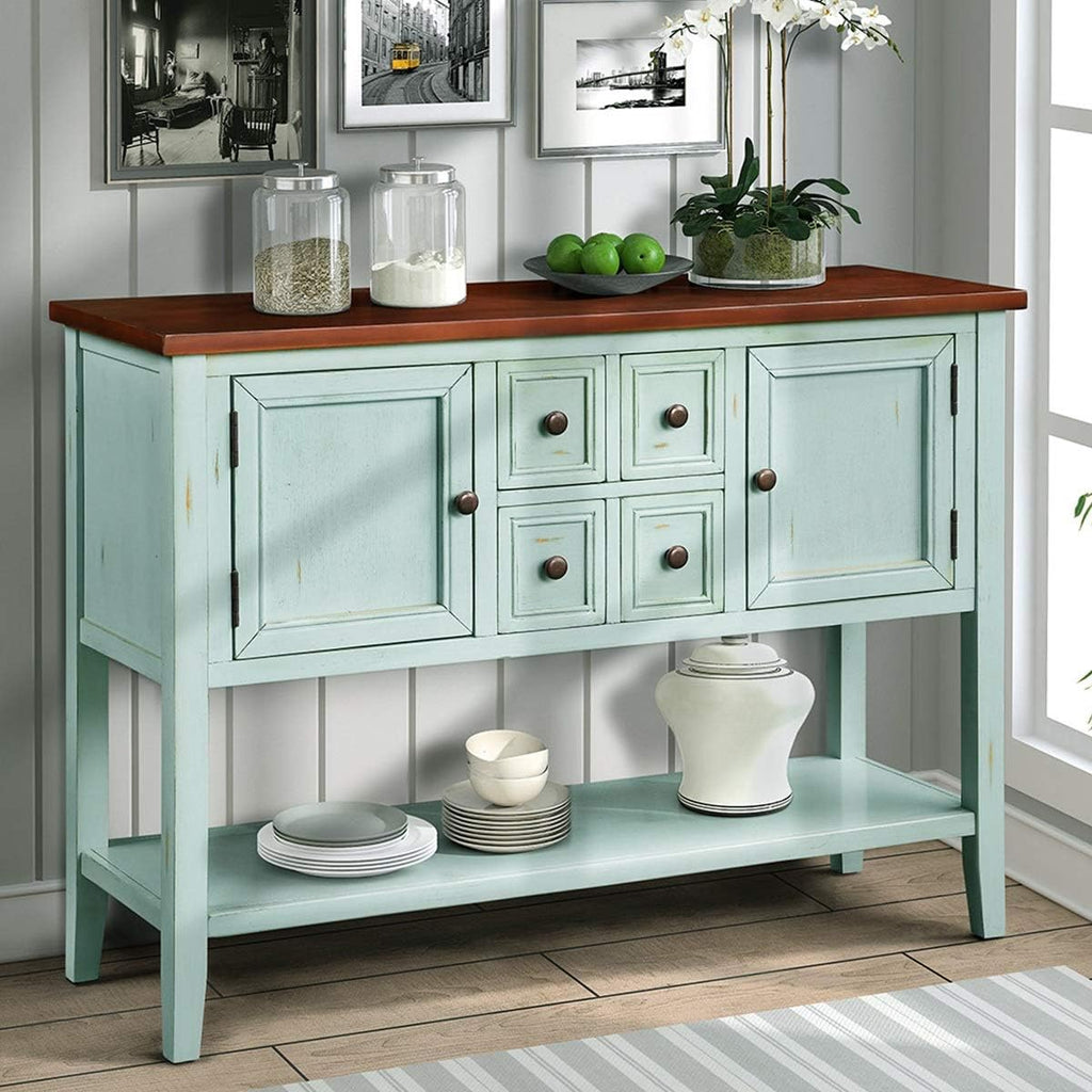 Antique Gray Console Sofa Table with Storage Drawers C1137