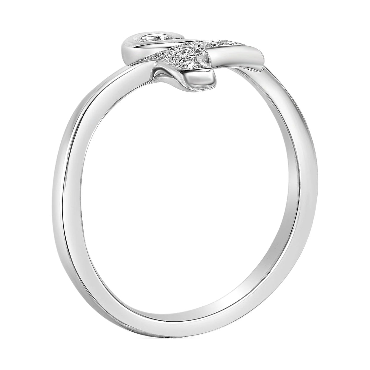 0.04 Carat Natural Diamond Dolphin Tail Open Toe Ring in 925 Sterling Silver N5193