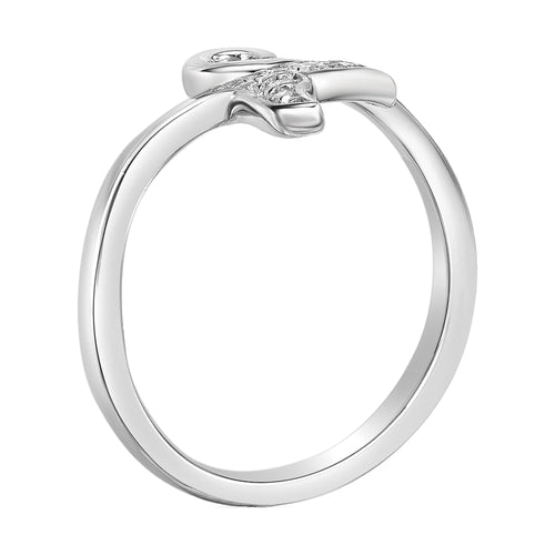 0.04 Carat Natural Diamond Dolphin Tail Open Toe Ring in 925 Sterling Silver N5193