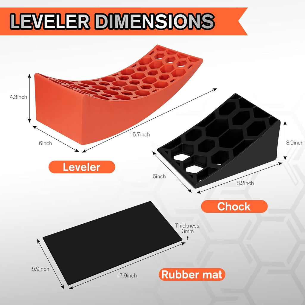 RV Camper Leveler Kit, 2 Packs Heavy Duty Curved RV Leveling Blocks Ramp Wheel Chock D8049