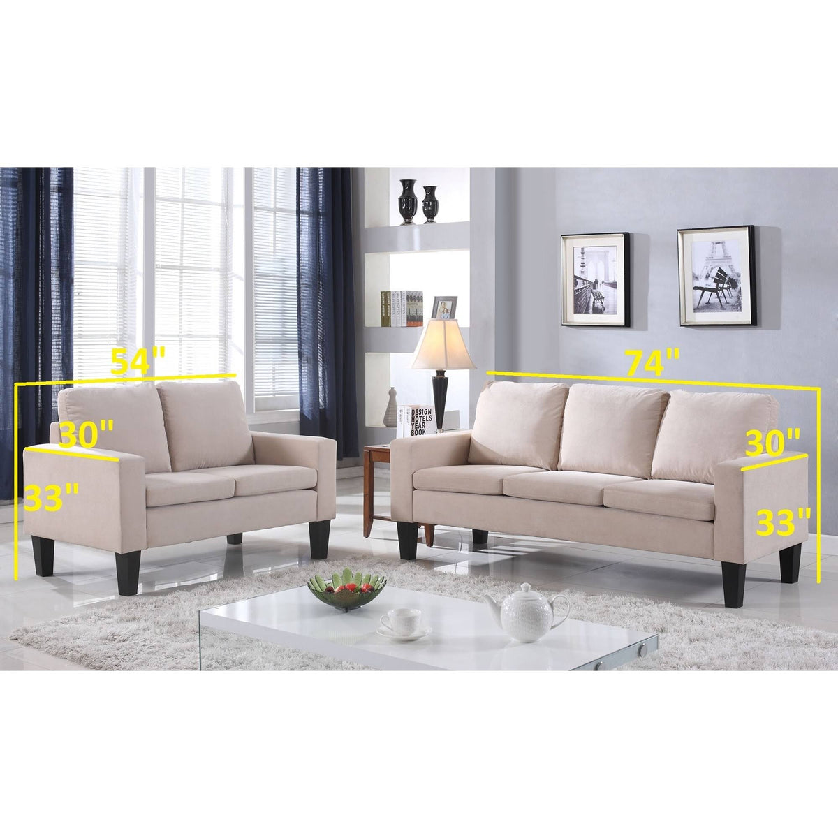 Beige Microfiber Sofa C614746