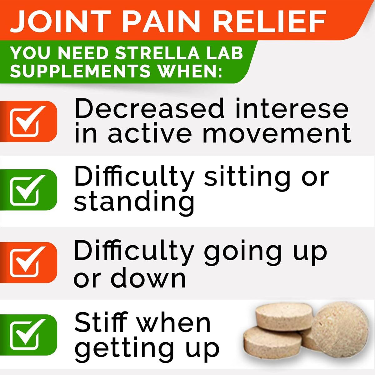 Glucosamine Tablets for Dogs - Joint Supplement w/Omega-3 Fish Oil - Chondroitin, MSM - 120 Ct F5662