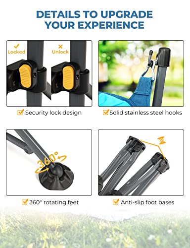 Hammock Chair Padded Swinging Camping Chair with Back Support Oversized Swing Chair Lounger 600D Polyester R959