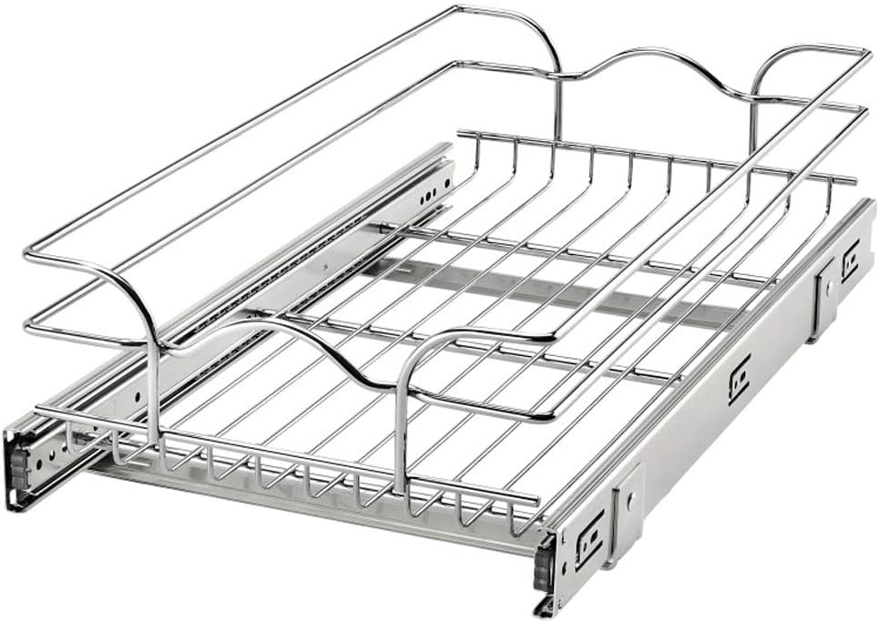 12 Inch x 22 Inch Single Wire Basket Pull Out Shelf Organizer R930