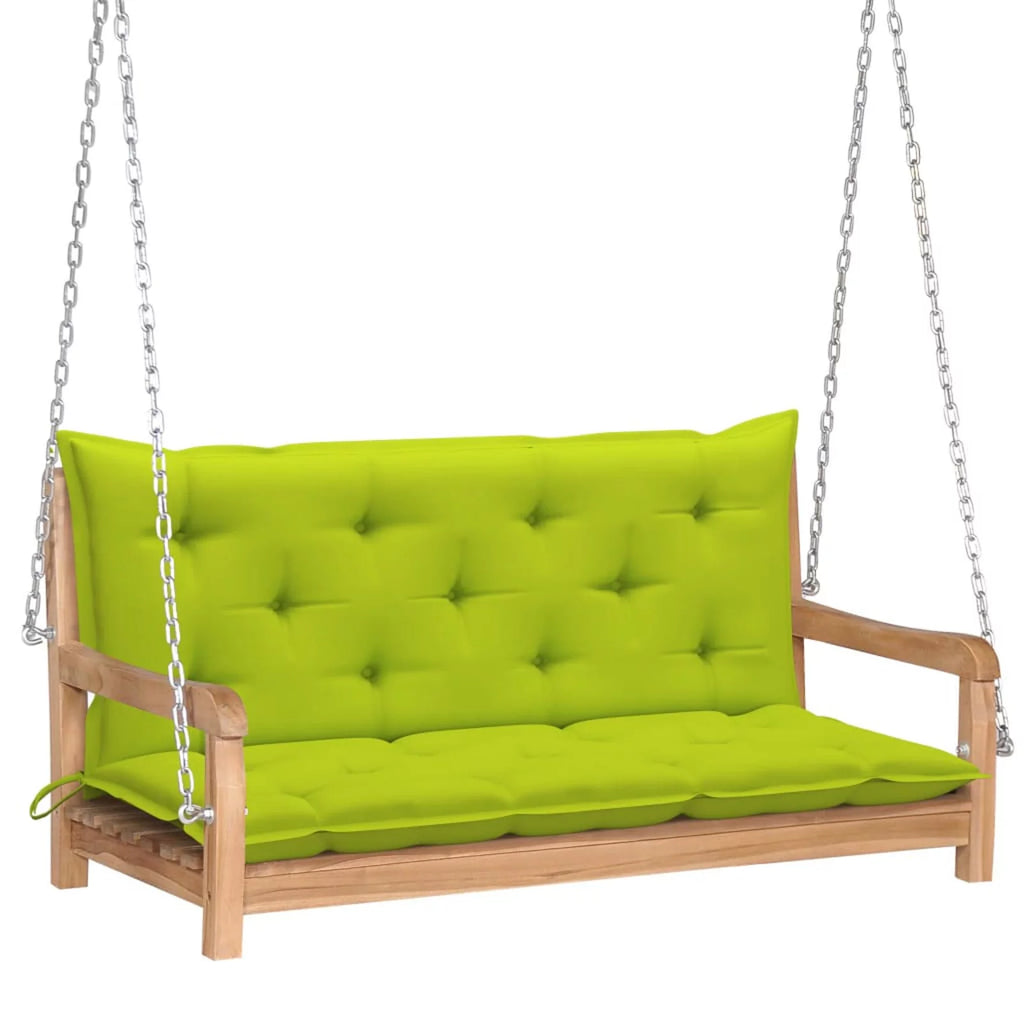 Swing Bench with Bright Green Cushion Solid Teak Wood Y68315
