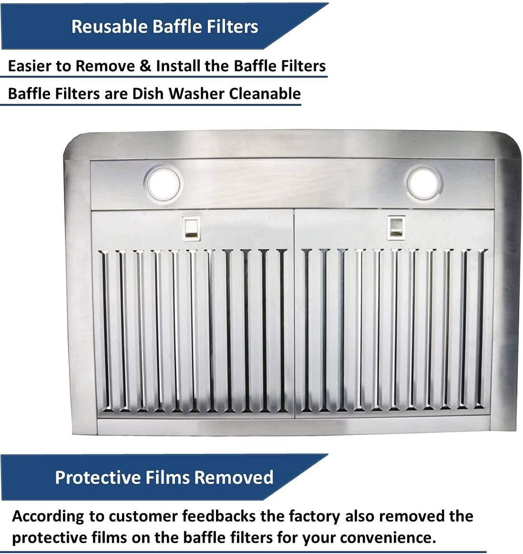 Stainless Steel Under Cabinet Range Hood with LED Lights W63949