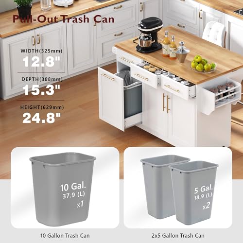 White Kitchen Island with Storage M28296