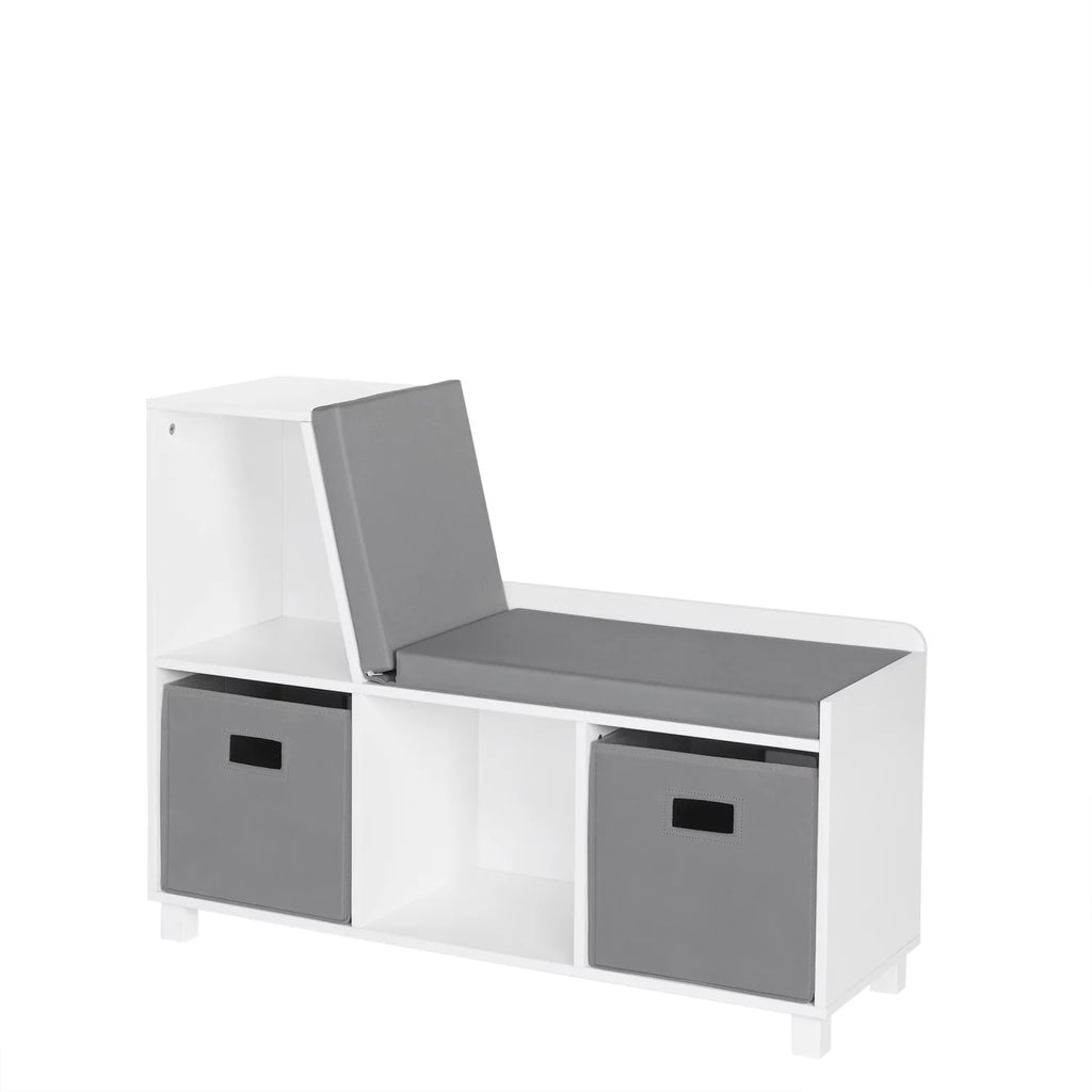 Gray Kids Storage Bench with Cubbies and 2pc Bin G211