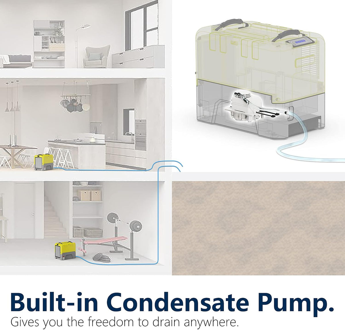 180 PPD Commercial Dehumidifier with Pump Drain Hose T854557