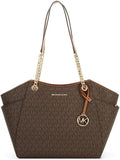 Brown Large Chain Shoulder Tote Y5376