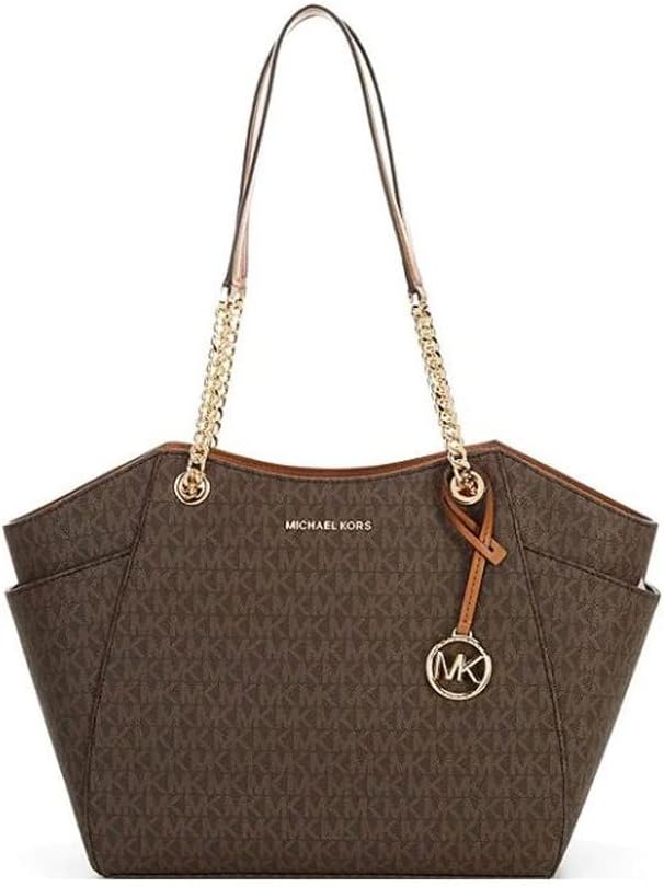 Brown Large Chain Shoulder Tote Y5376