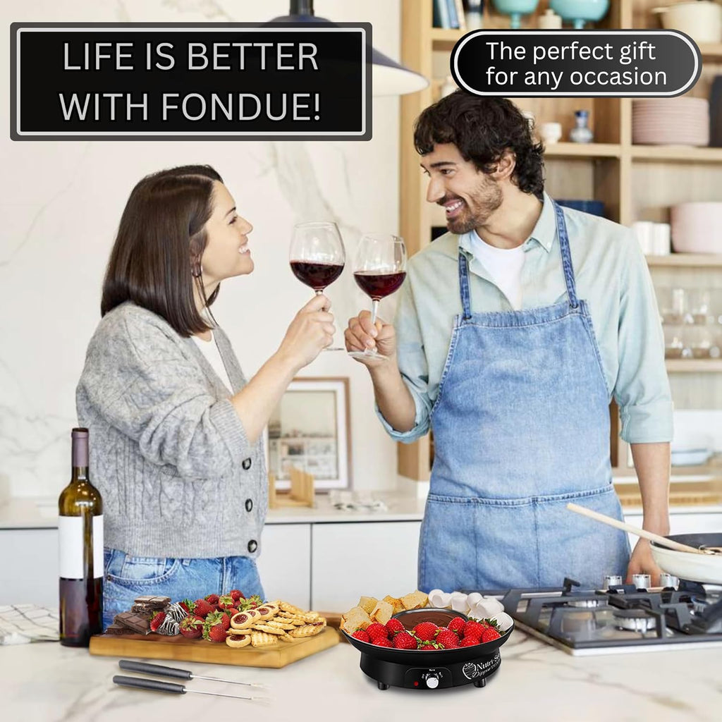 Electric Fondue Pot Set with 4 Roasting Forks Q63858