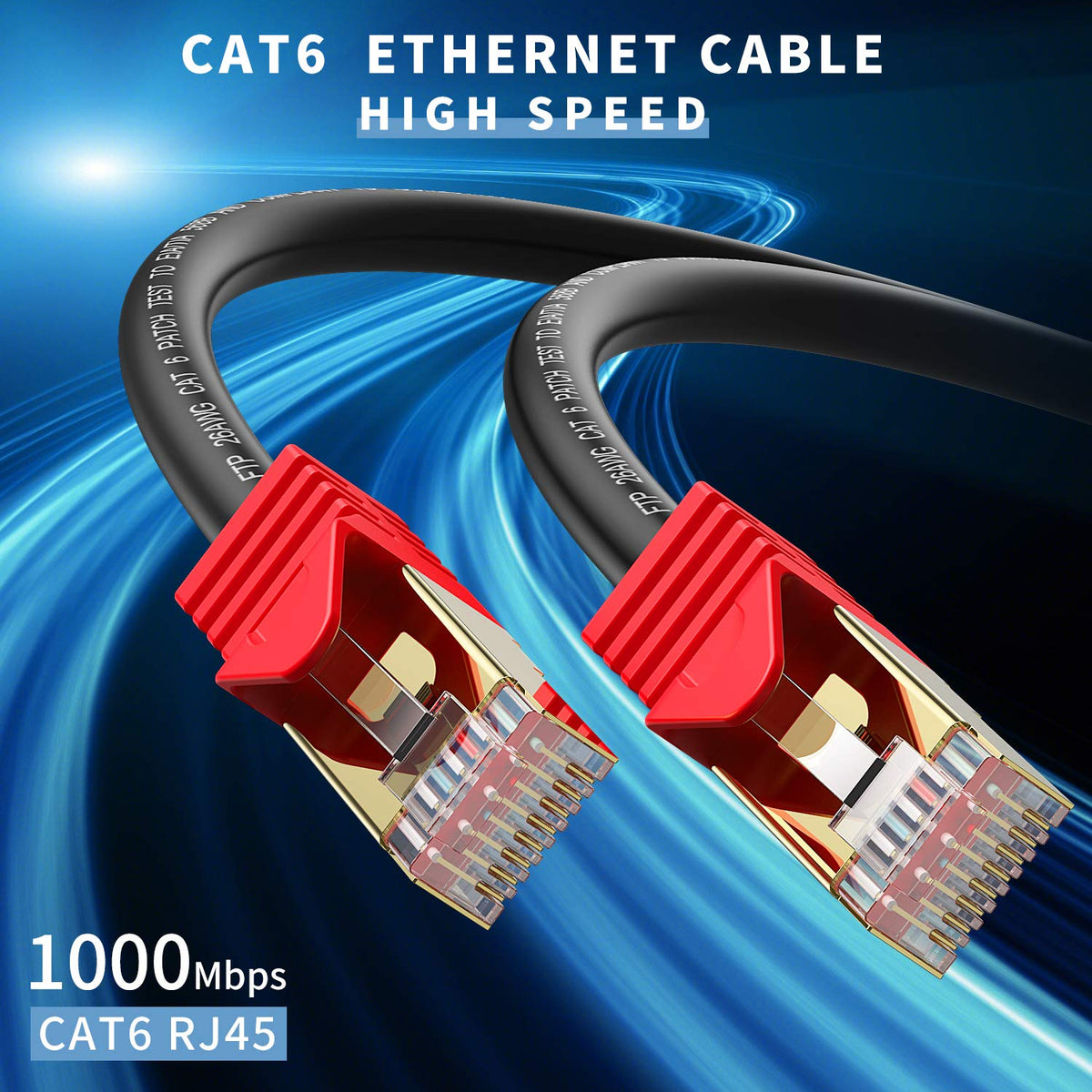 Outdoor Cat 6 Ethernet Cable 250ft 26AWG Heavy-Duty FTP Waterproof Direct Burial S23893
