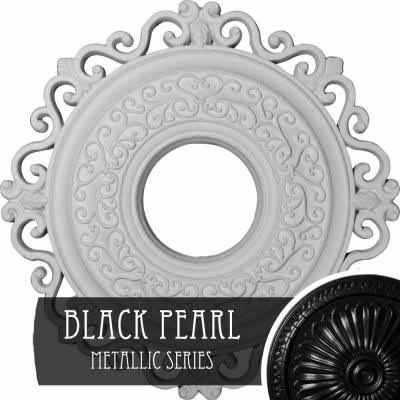 22x22OD x 6 1/4x22ID x 1 3/4x22P Hand-Painted Black Pearl Ceiling Medallion Y35133
