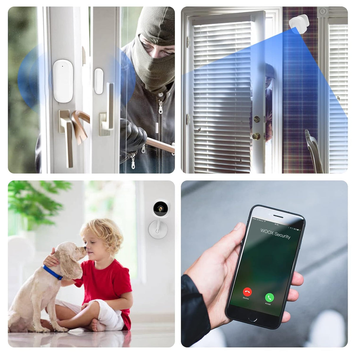 Wireless Home Security System 4 Pieces Kit with Indoor Camera and Motion Detector L35768