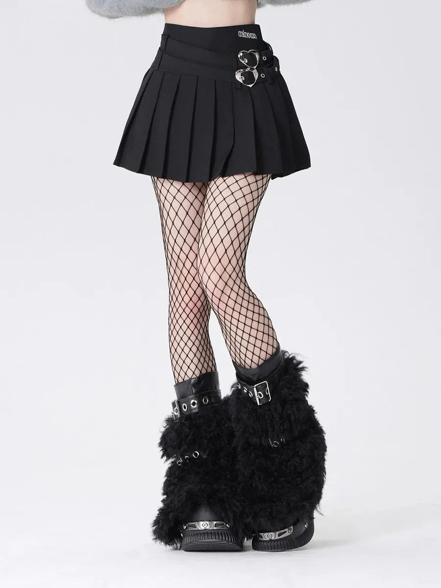 Pleated Heart Buckle Skirt Z863888