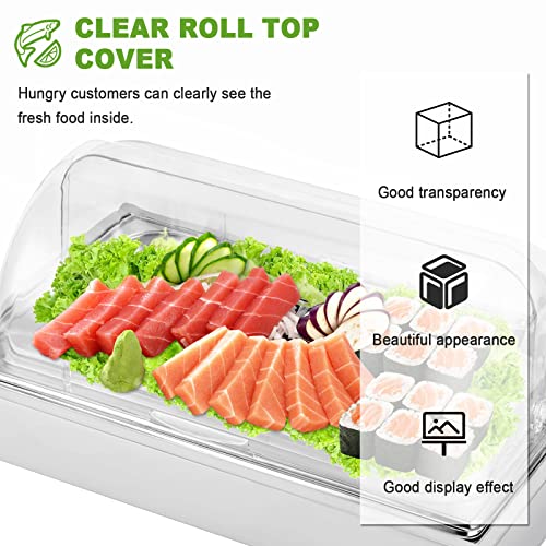 Ice Food Serving Display Tray with Clear Roll Top Cover and 2 Ice Packs Y61156