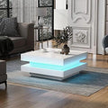 White Square Coffee Table with LED Lights H136