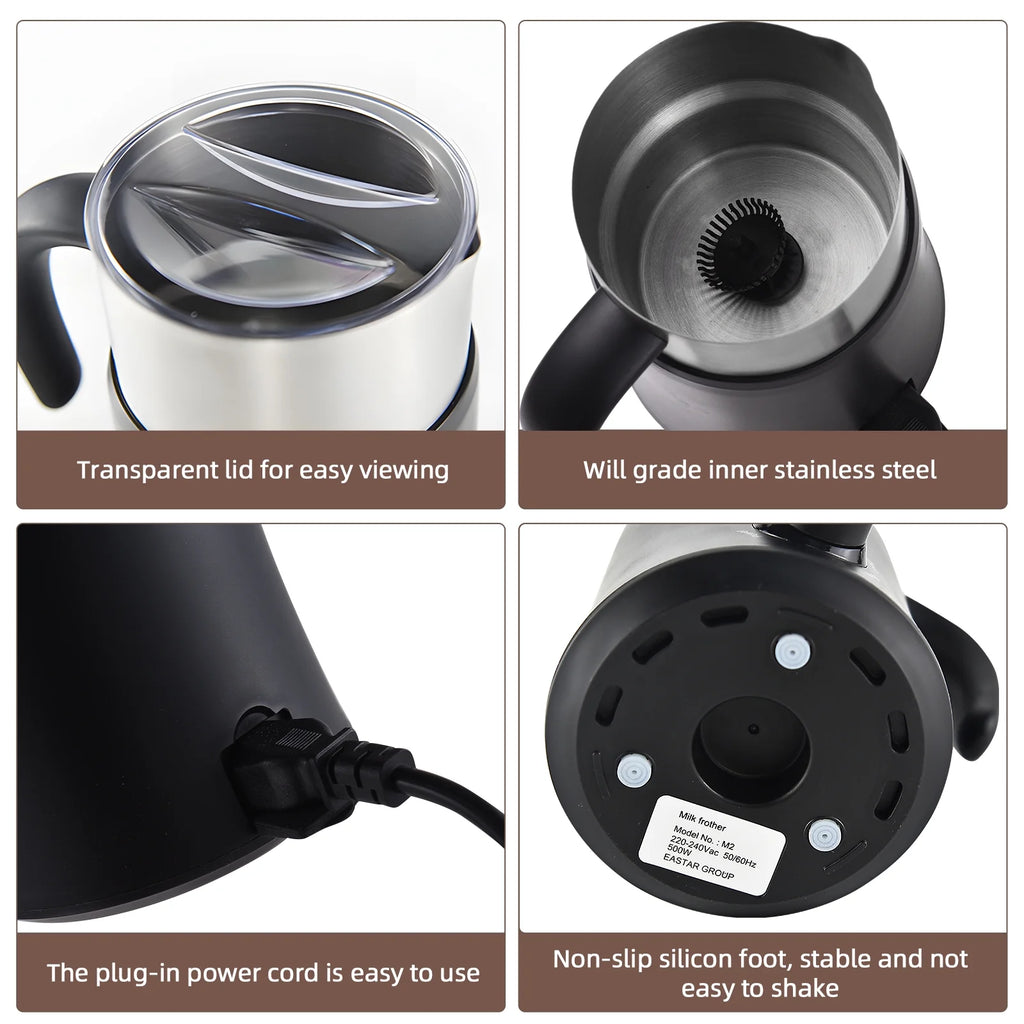 5 in 1 Electric Milk Frother - 24oz/700ml Hot and Cold Foam Maker and Milk Warmer 500W Non-Slip Coffee Frother P4745