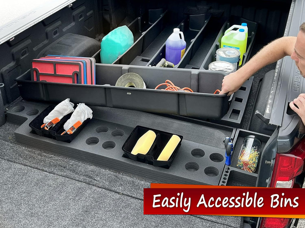 Complete Truck Bed Storage System Cargo Organizer with 4 Weatherproof Containers N7348