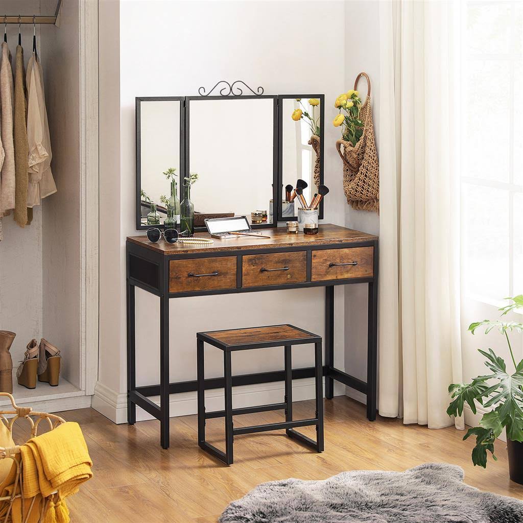 Industrial Makeup Table with Stool M491543