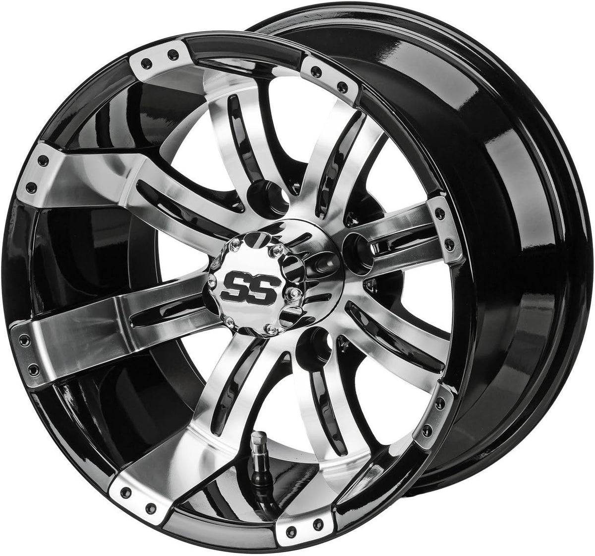 12 Tempest Machined/Black Wheels and 215/35-12 Low Profile DOT Tires Combo - Set of 4 A790