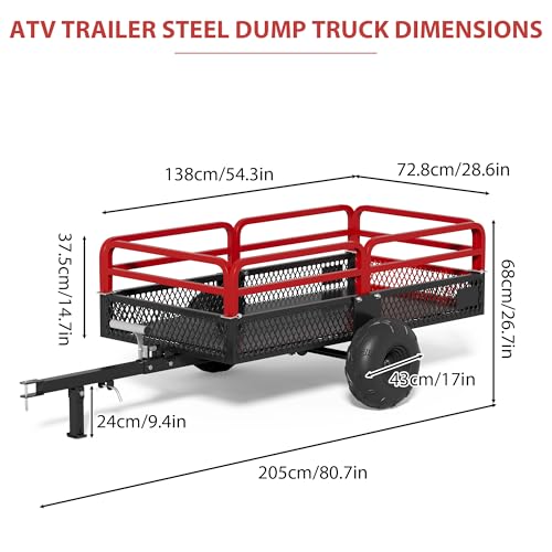 Heavy Duty Steel Dump Cart Utility Trailer with Removable Sides E2536