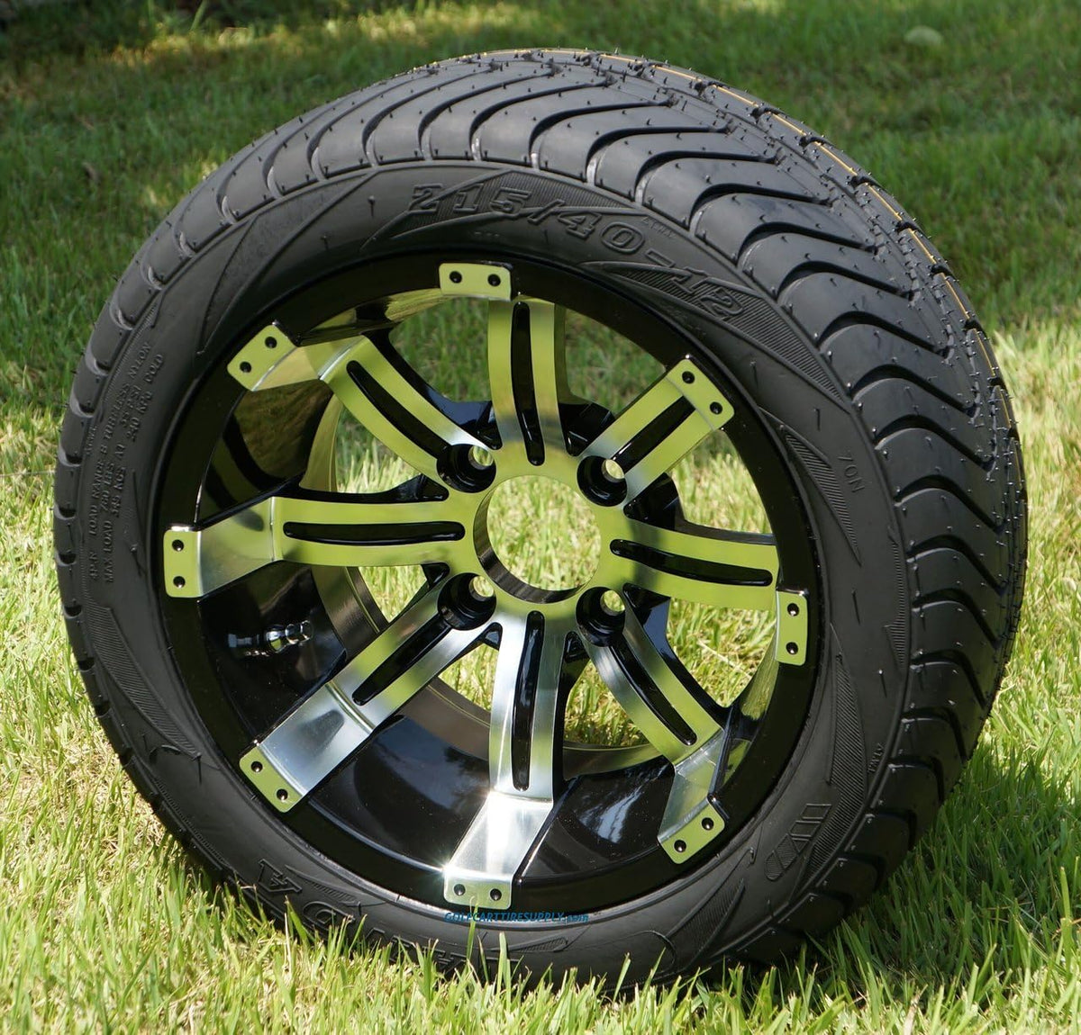 12 Tempest Machined/Black Wheels and 215/35-12 Low Profile DOT Tires Combo - Set of 4 A790