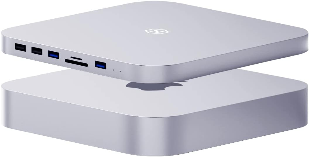 USB-C Hub with Hard Drive Enclosure, SATA, USB 3.0, SD/TF Card Reader, USB 2.0 Ports for Mac Mini (Silver) E37581