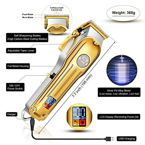 Hair Clippers, 12Pcs Cordless Rechargeable LCD Display Hair Beard Trimming Kit U42630