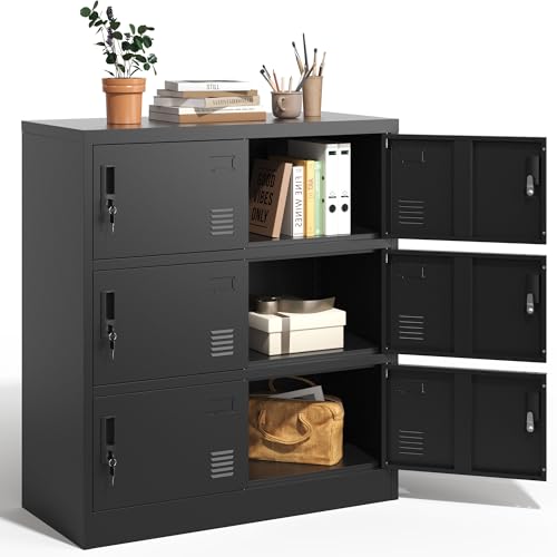 6 Door Black Metal Storage Locker P6254