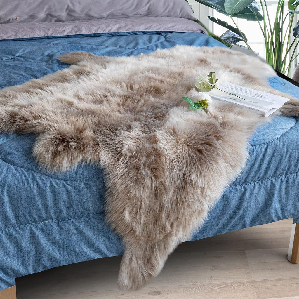 Brown 4ft x 5ft Faux Fur Area Rug O693