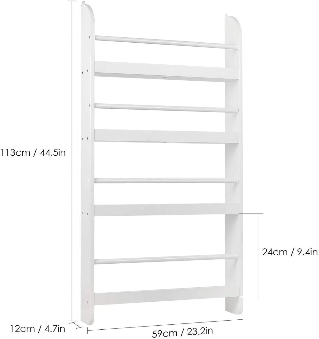 4-Tier White Wall Mounted Bookshelf Storage Rack Q9397