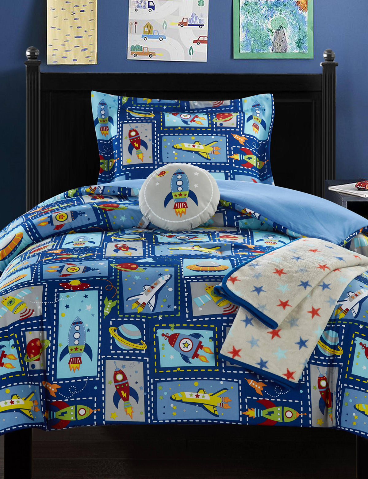 Blue 4 Piece Twin Comforter Set V487