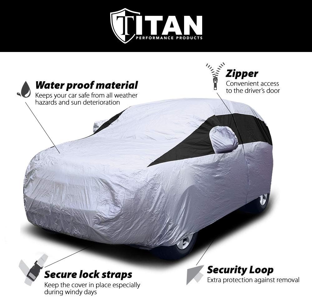 Lightweight Poly 210T Car Cover for Mid-Size SUV 188-206", Waterproof, UV Protection, Pack of 2 J65852
