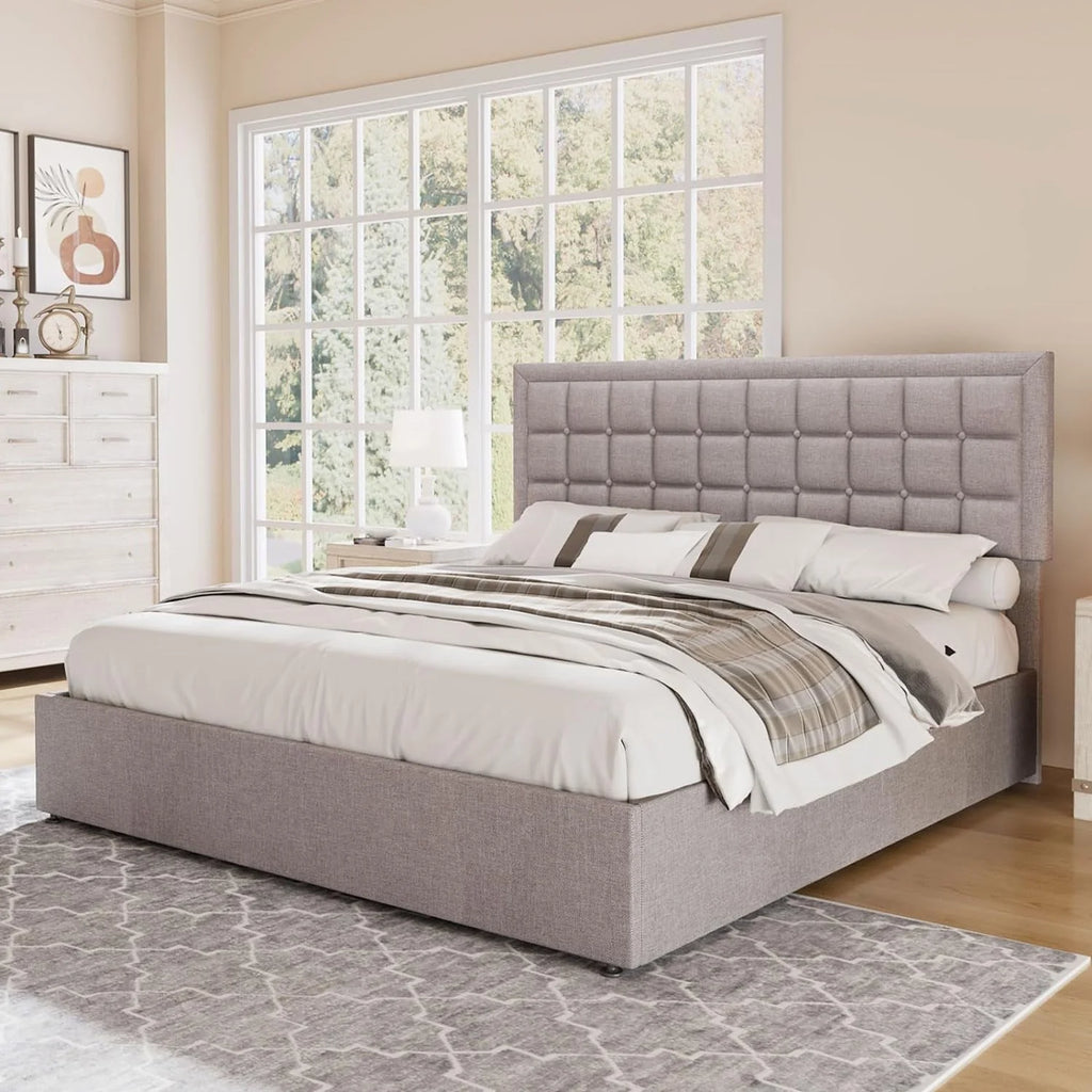 King Size Lift Up Storage Upholstered Platform Bed Frame K59391
