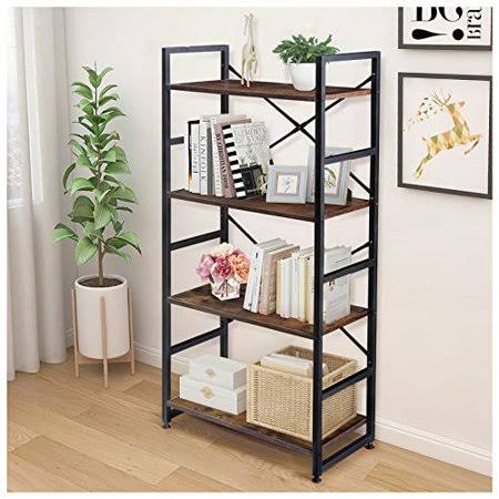 4-Shelf Wood and Metal Bookcase G617903
