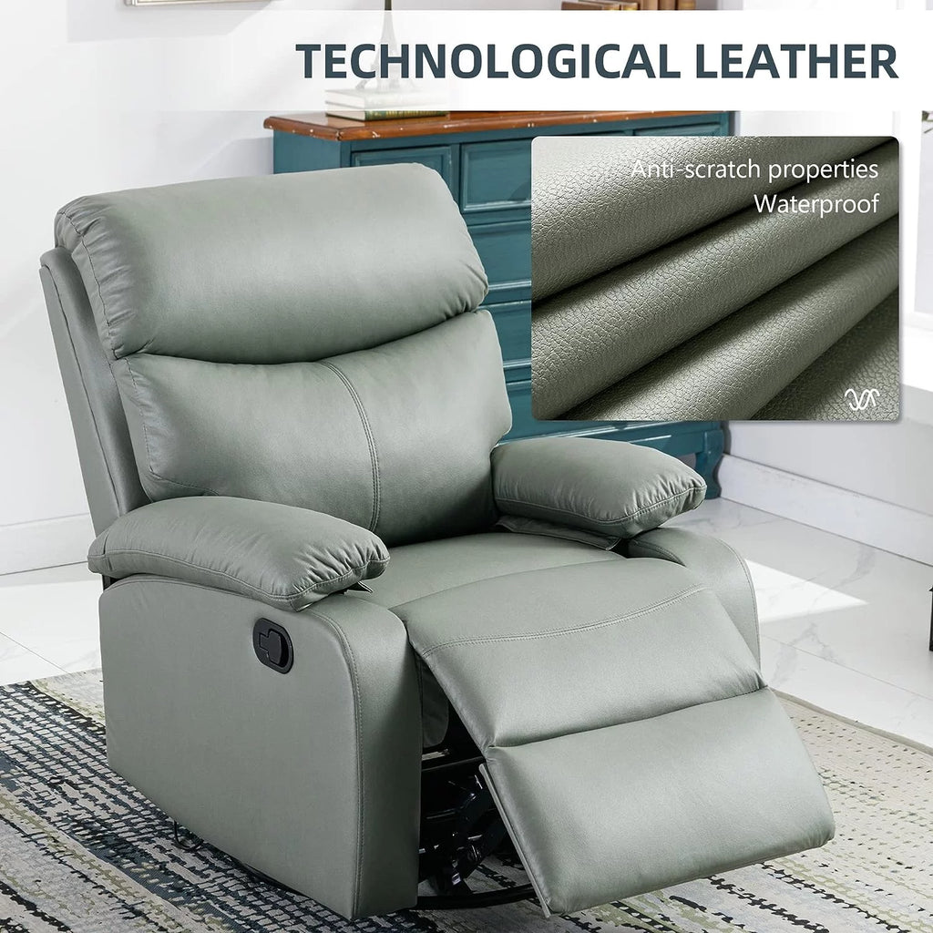 Green Micro Leather Manual Recliner Chair with Footrest T96270