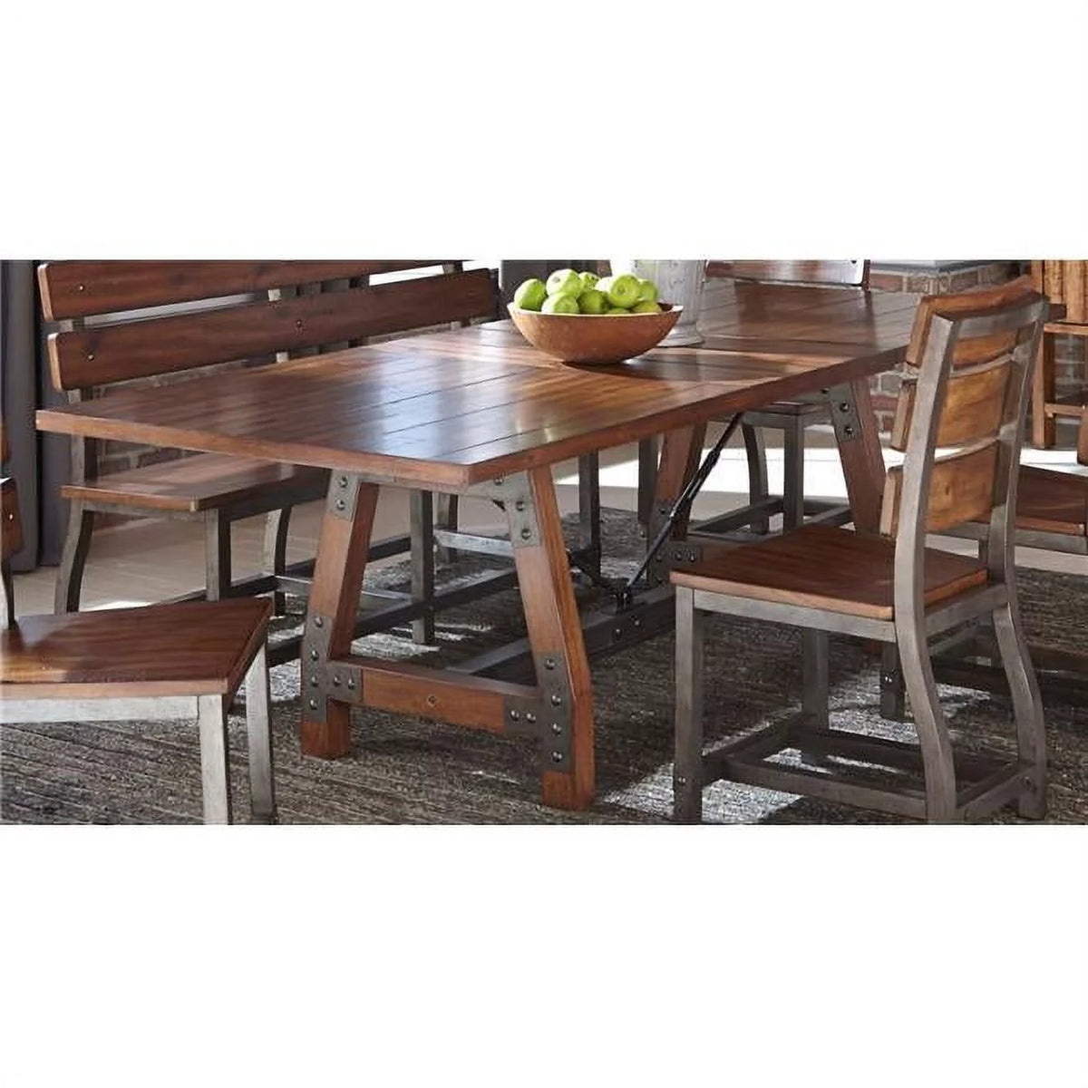 Rustic Brown Dining Table with Extension Leaf X241691