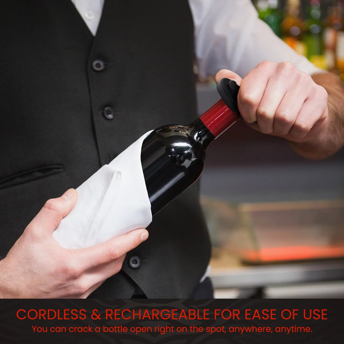 Rechargeable Stainless Steel Electric Wine Opener with Foil Cutter Set I410494