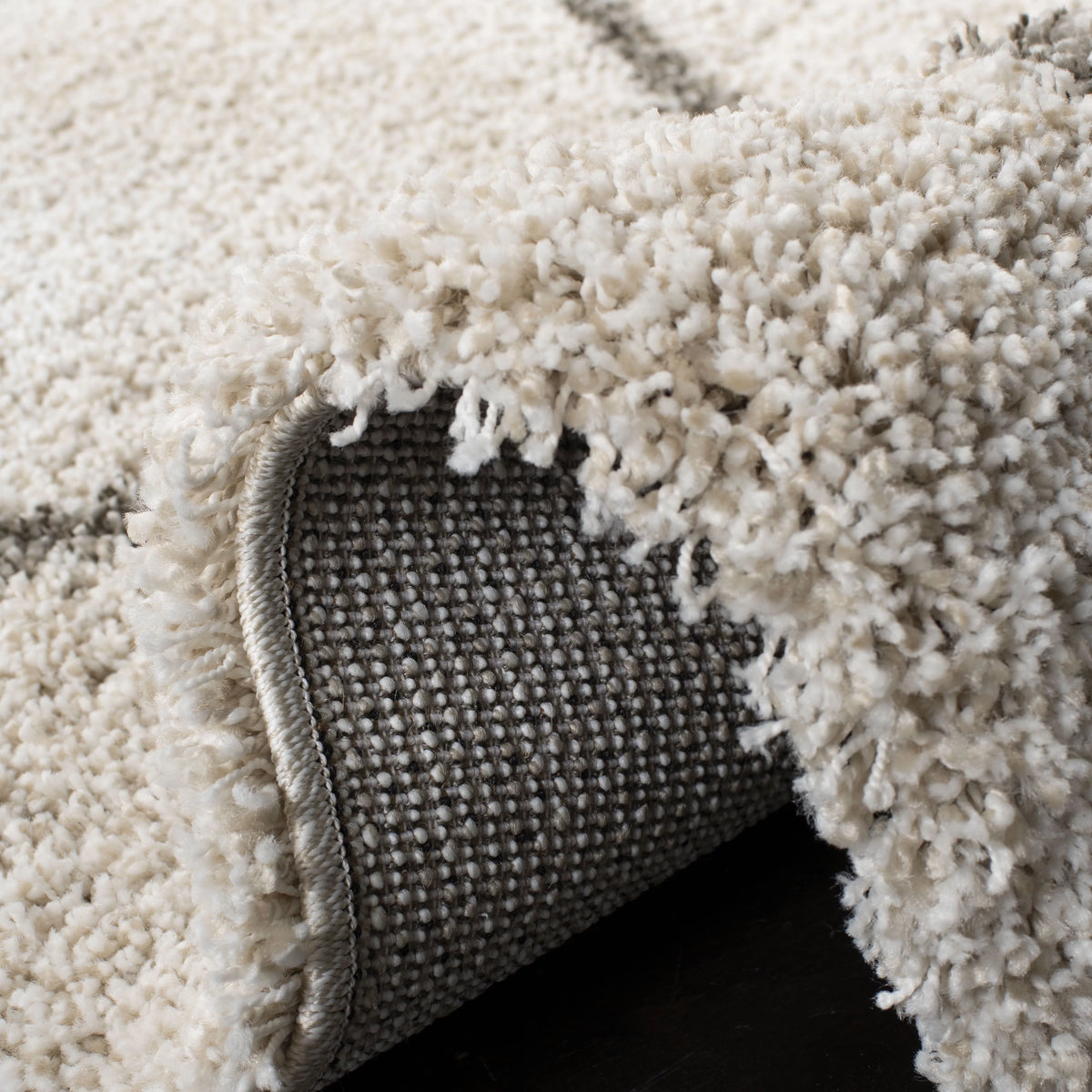 Ivory Grey Geometric Shag Area Rug 11' x 15' W47540