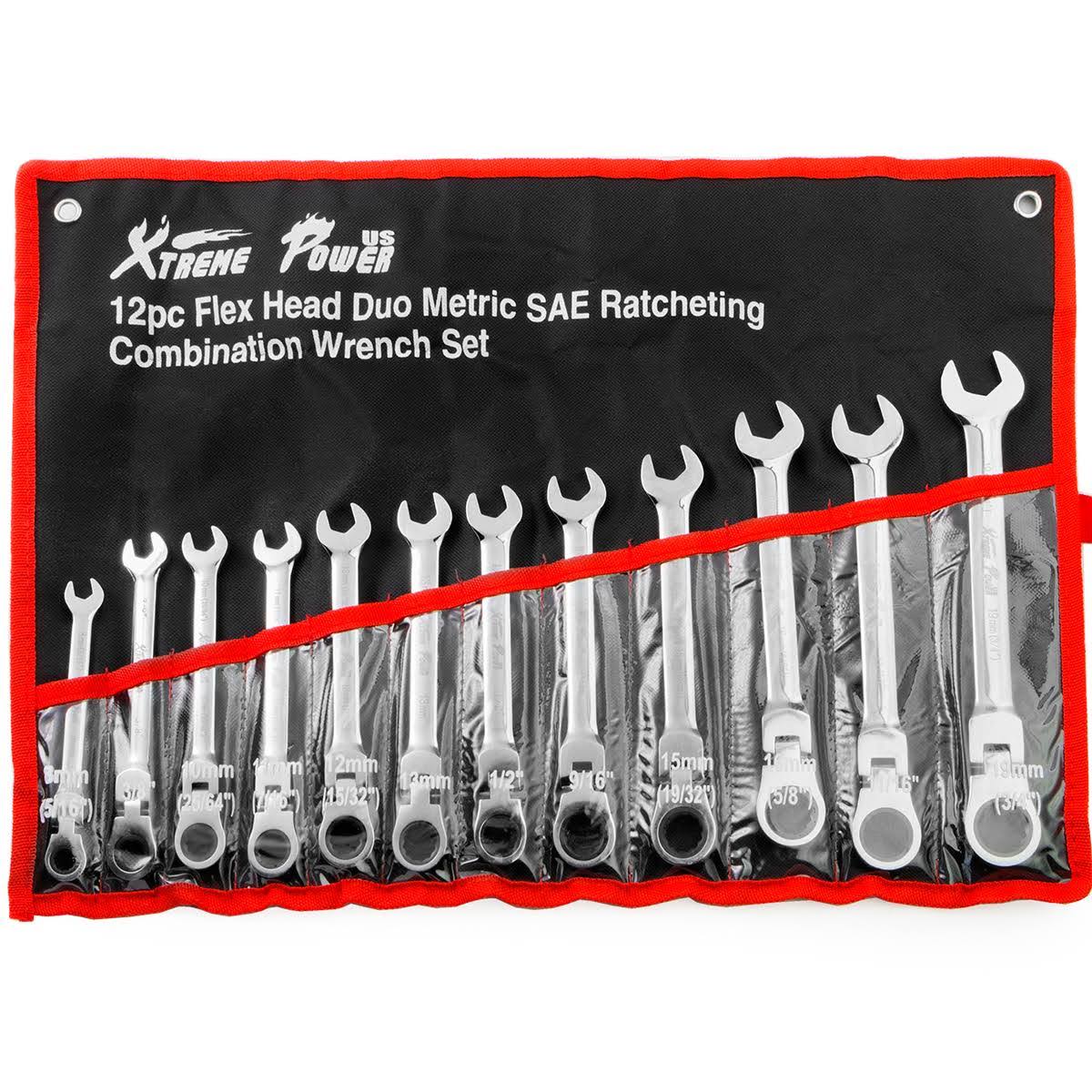 12pcs Flex-Head Combination Wrench Ratcheting Set N114964