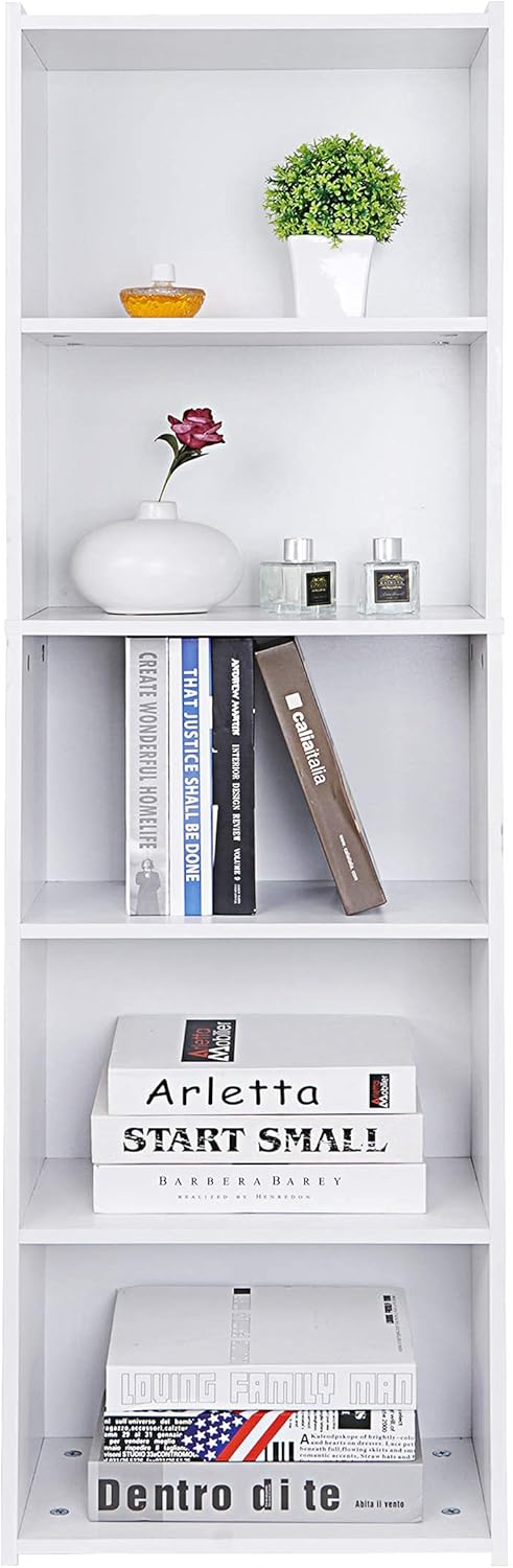 White 5-Shelf Wood Bookcase G595434