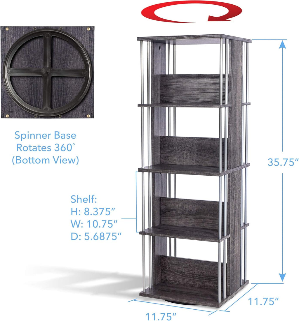 Espresso 4 Fixed Shelves Media Storage Spinner J26061